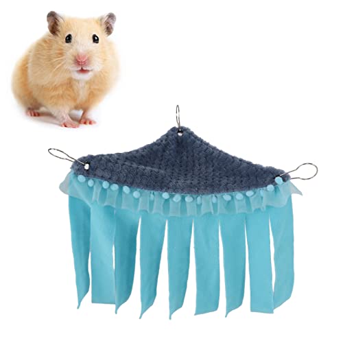 Weiches und Bequemes Hamsterzelt mit Anti-Biss-Kette, Spitzendesign, für Kleine Haustiere, Versteck mit Quasten, Bietet Warmes Schutznest, Lustiges Spielen, Jederzeit Süße (Blau) von Nurnesy