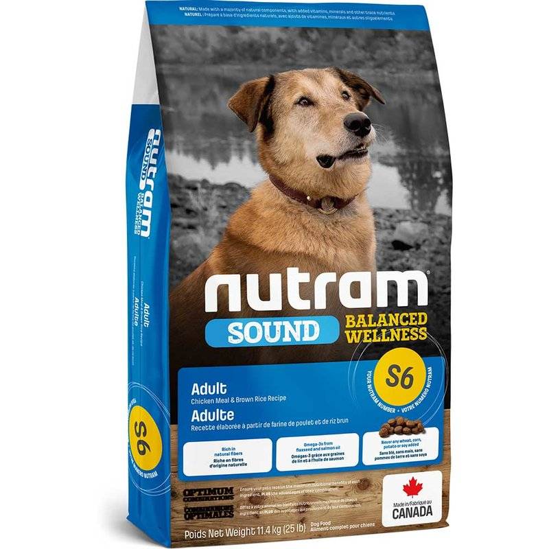 Nutram S6 Adult Dog - Sparpaket 2 x 11,4 kg (4,82 € pro 1 kg) von Nutram