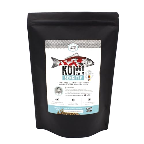 Nutramare Koi360 Sensitiv Swim 1,2kg | Hochwertiges Koifutter für Sensible Koi, mit gesundheitsförderndem Kräuteröl und Aktivton von Nutramare