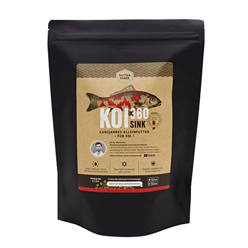 Nutramare Koi360 Sink 1,2kg | Sinkendes Koifutter für Herbst & Winter | Hochverdaulich mit Wheat Germ, Spirulina & Beta-Glucan von Nutramare