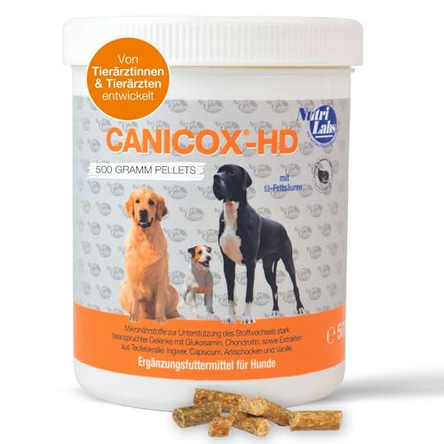 NutriLabs Canicox-HD Gelenk-Pellets für Hunde 500 g - mit MSM, Chondroitin, Hyaluronsäure, Glucosamin & Teufelskralle - Gesundheitsprodukte für Hunde - Nahrungsergänzungsmittel Hund von NutriLabs