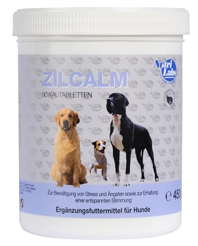 NutriLabs Zilcalm Beruhigungstabletten für Hunde - 90 STK. - mit Milchprotein, Ashwagandha, Probiotika, L-Tryptophan UVM. - Beruhigungsprodukte für Hunde - Nahrungsergänzungsmittel Hund von NutriLabs