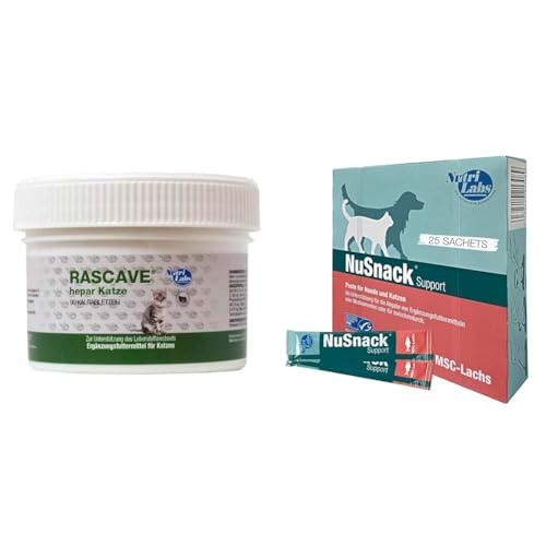 Unser Vorteilspack: NutriLabs Rascave Hepar Katze Tabletten 90 STK. & NuSnack Schleckpaste als Leckerlie oder zur Medikamentengabe von NutriLabs