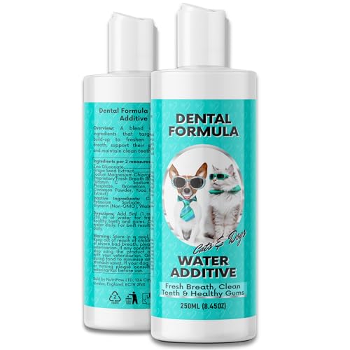 NutriPaw Dental Formula Water Additive for Dogs & Cats - Clean Teeth, Healthy Gums & Fresh Breath - Manage Plaque & Tartar Build-Up - Fuss-Free - No Brushing Needed - Cat/Dog Mouthwash & Oral Health von NutriPaw