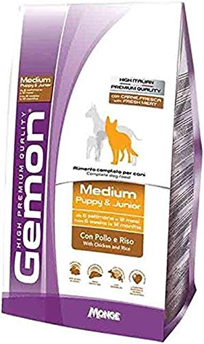 Gemon 15 kg Hundefutter mit 80 Nutri-Poop-Hygienebeutel für Hunde (2 Säcke Medium Puppy Junior Huhn) von Nutripet