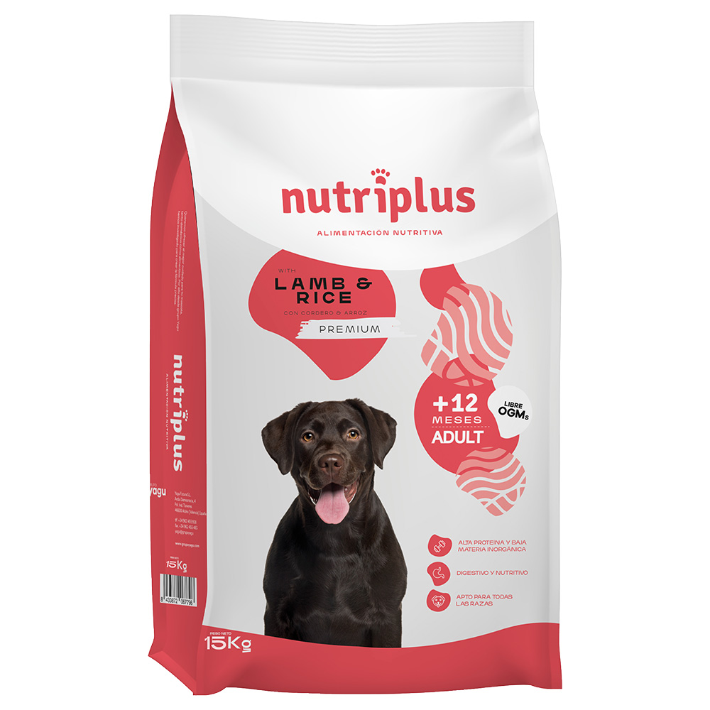 3 kg / 15 kg Nutriplus zum Sonderpreis! - Adult mit Lamm 15 kg von Nutriplus