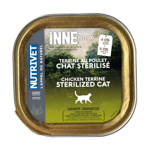 NUTRIVET INNE Chat - Terrine ohne Getreide - sterilisierte oder übergewichtige Katze - Huhn - 96 % Inhaltsstoffe tierischen Ursprungs - 150 g von Nutrivet