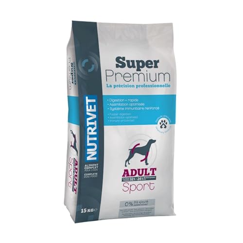 NUTRIVET – Super Premium – Sport- oder Gebrauchshund – Kroketten ohne Weizen – Hund – reich an tierischen Proteinen – 15 kg von Nutrivet