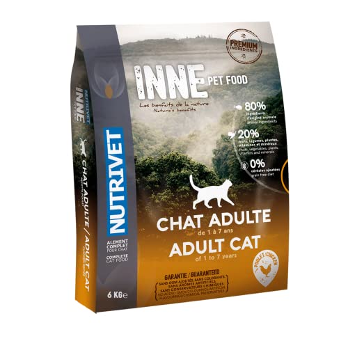 NUTRIVET - INNE Katze - Getreidefreie Kroketten - Erwachsene Katze - Huhn - 80% Inhaltsstoffe tierischen Ursprungs - 6kg von Nutrivet