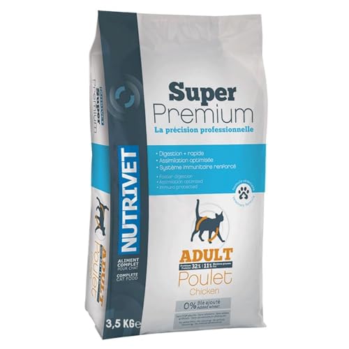 NUTRIVET - Super Premium - Katzen erwaschene - Huhn - Kroketten ohne Weizen - Katze - Reich an tierischem Eiweiß - 3,5 kg von Nutrivet