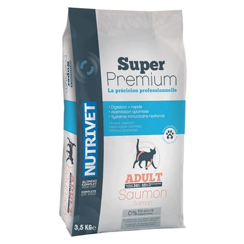 NUTRIVET - Super Premium - Katze erwaschene - lachs - Weizenfreie Kroketten - Katze - Reich an tierischem Eiweiß - 3,5 kg von Nutrivet