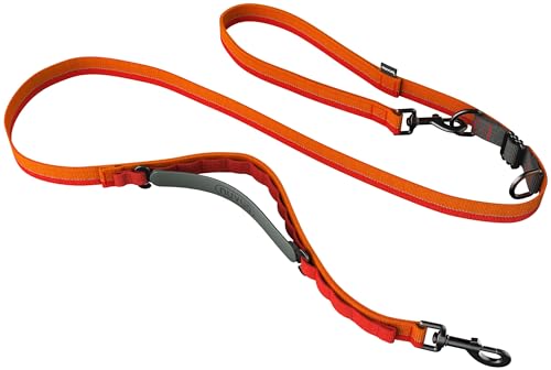 NUVUQ - 5-in-1 multifunktionale freihändige und stoßdämpfende reflektierende Hundeleine, verstellbar von 120 cm bis 180 cm (Tangerine Orange) von Nuvuq