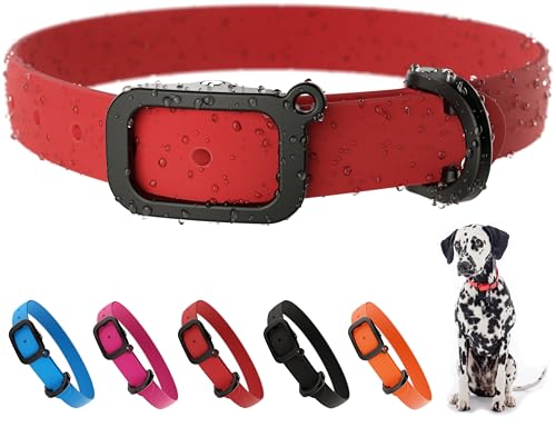 NUVUQ Wasserdichtes und langlebiges Hundehalsband, bequem, weich und leicht, verstellbares Halsband für aktive Hunde (Medium, Tomatenrot) von Nuvuq