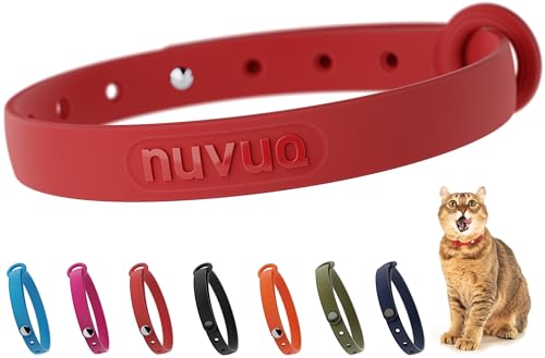 Nuvuq Bequemes, weiches und leichtes Katzenhalsband mit Druckknopfverschluss (Tomatenrot) von Nuvuq