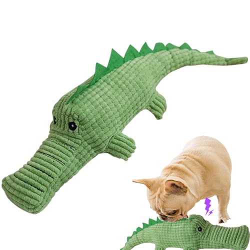 Nuyhadds Gefülltes Alligator-Haustierspielzeug, quietschendes Hundespielzeug aus Plüsch,Interaktives Kauspielzeug für Hunde | Bissfestes Plüschspielzeug mit Geräuschen, interaktives Hundekauspielzeug von Nuyhadds
