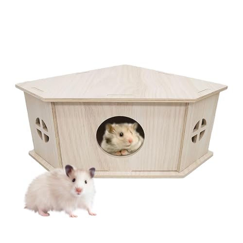 Nuyhadds Hamsterhäuser und Lebensraum, Igelhaus | Kleintierlebensraum - Hamsterhaus, hölzerne Spielplatz-Hütte, Hamster-Lebensraumkäfig, natürliches Haustierzubehör aus Holz für Rennmäuse, Kaninchen, von Nuyhadds