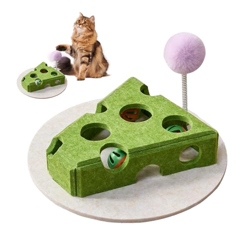 Nuyhadds Katzenfutter Puzzle - Käseform Leckerli Puzzle Spielzeug | Mit Spielangel Glocke Ball Für Kitten Welpen Alle Größen Spielplatz Nuyhadds Katzenfutter Puzzle - Käseform Leckerli Puzzle Spielzeug | Mit Spielangel Glocke Ball Für Kitten Welpen Alle Größen Spielplatz von Nuyhadds