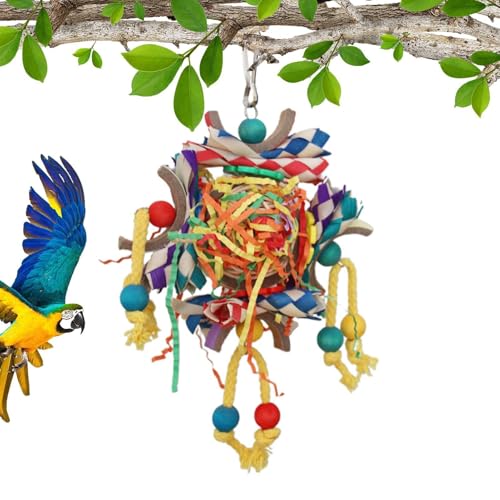 Nuyhadds Papageienpapier Kauspielzeug, Vogelpapier Shredding Toys | Vogel mit bunten Ball zerkleinertes Papier,Bird -Shredding -Spielzeug für kleine Vogel -Sachpapaglets Lovebirds Cockatiels von Nuyhadds