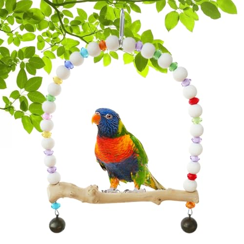 Nuyhadds Papageiensitzstange für Käfig, Vogelständer für Käfig, Holz-Stehstangen-Schaukel-Kauspielzeug, Swing Chewing Zubehör Rainbow Bridge Hängematte für Nymphensittiche, Lovebirds, Conures von Nuyhadds