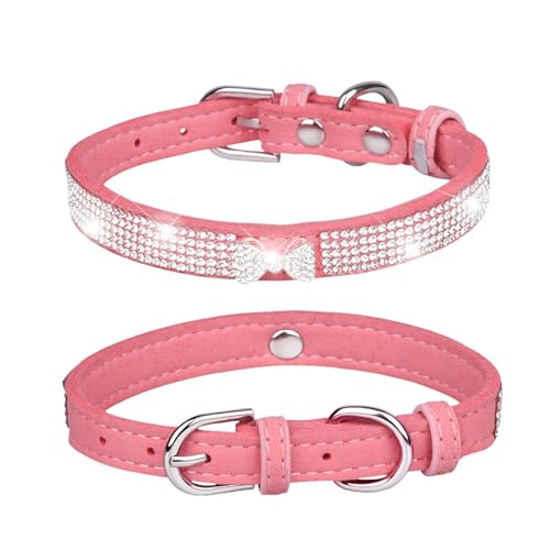 Bling Hundehalsband – Mikrofaser-Strass-Haustierhalsband für Mädchen und Katzen, verstellbar, ausgefallenes Hundehalsband, weiches weibliches Hundehalsband, reißfestes Strass-Katzenhalsband für von Nuyhgtr