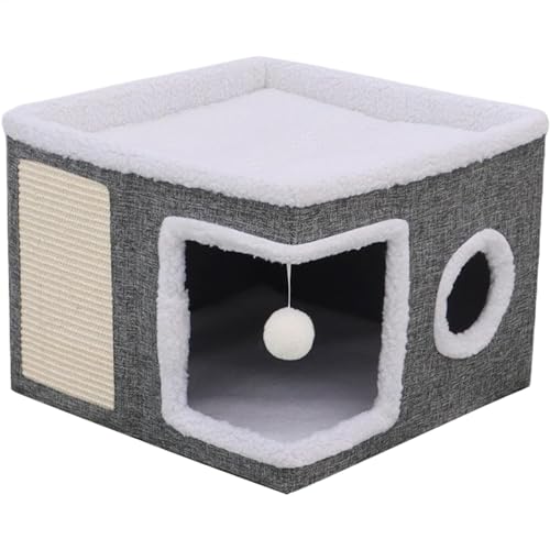 Cat Kennels, Foldable Cat Houses, Thermal Pet Cave Bed, Cozy and Portable Design, Warm Comfortable Nest Bed, Perfect for Indoor Cats and Kittens 40x40x31cm von Nuyhgtr