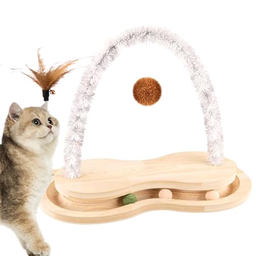 Interactive Cat Scratch Toy, Cat Scratch Arch Toy, Rotating Ball Cat Toy, Pet Engagement Scratching Tool, 39x19x36 cm, Wooden Cat Arch Toy with Rotating Ball for Indoor Cats, Dogs, Pets Resting von Nuyhgtr