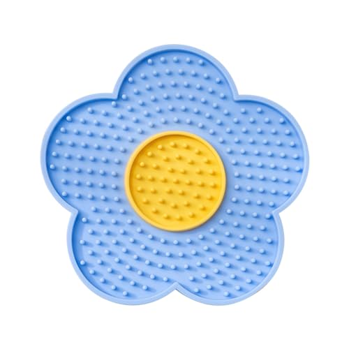 Katzen Leckmatte, Leckpad für Slow Feeders Leckmatte für Katzen Interaktives Haustier Spielzeug Blume Silikon Pad Stress Relief Slow Feeder Katzenmatte Silikon Leckpad für Katzen von Nuyhgtr