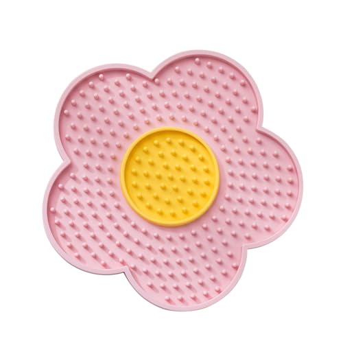 Katzen Leckmatte, Leckpad für Slow Feeders Leckmatte für Katzen Interaktives Haustier Spielzeug Blume Silikon Pad Stress Relief Slow Feeder Katzenmatte Silikon Leckpad für Katzen von Nuyhgtr