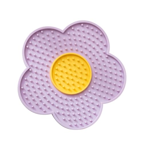 Katzen Leckmatte, Leckpad für Slow Feeders Leckmatte für Katzen Interaktives Haustier Spielzeug Blume Silikon Pad Stress Relief Slow Feeder Katzenmatte Silikon Leckpad für Katzen von Nuyhgtr