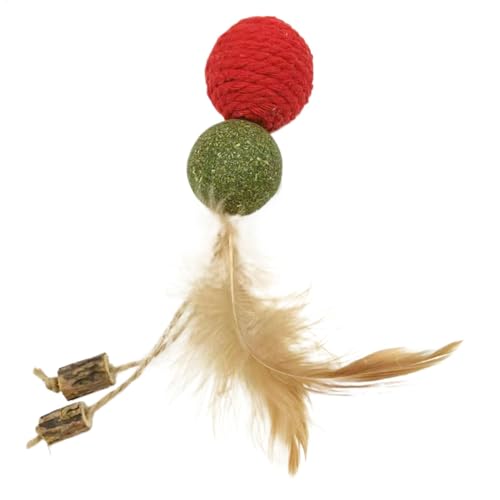 Nuyhgtr Cat Feather Toy, Indoor Exercise Plaything, Interactive Kitten Chew Ball, Engaging Stress Relief Accessory, Catnip Infused Training Tool for Active Pets (15cm) von Nuyhgtr