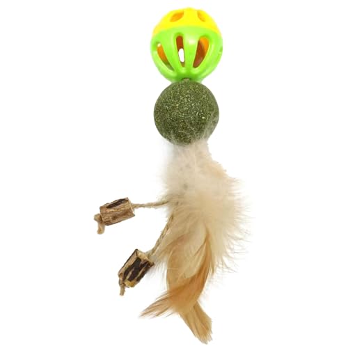 Nuyhgtr Cat Feather Toy, Indoor Exercise Plaything, Interactive Kitten Chew Ball, Engaging Stress Relief Accessory, Catnip Infused Training Tool for Active Pets (15cm) von Nuyhgtr