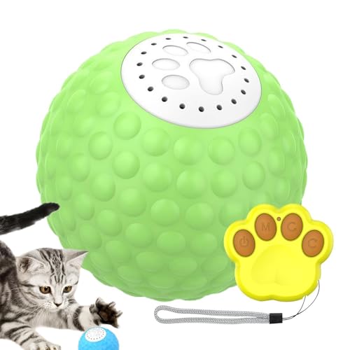 Nuyhgtr Cat Rolling Ball Toy, Cat Toy Ball | Katzenteaserspielzeug,Vogelklang, ruhige Fernbedienungskugel für Kätzchen, 2 LED -Modi, IP54 wasserdicht von Nuyhgtr