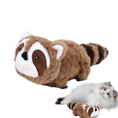 Nuyhgtr Cat Squeaky Toy, Raccoon Kitten Plush Toy, Interactive Cat Exercise Toys, Touch Activated Teaser Cat Toy, Rechargeable Cat Toy, Indoor Cat Teaser, Plush Cat Toy for Kittens von Nuyhgtr