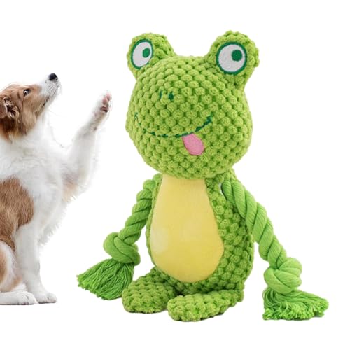 Nuyhgtr Dog Squeaky Toy, Cartoon Rope Doll for Puppies, Creative Chewing Interactive Pet Toy, Fox Elephant Frog Plush for Chewers, Sturdy Materials Puppy, 24cm von Nuyhgtr