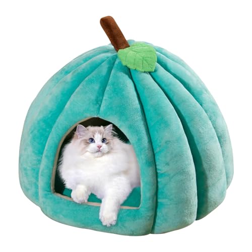 Nuyhgtr Halloween-Katzenbett, -Haustierhöhle, Kätzchen-Höhle, Haustier-Halloween-Bett, bequemes Haustierbett, Halloween-Haustierbedarf, gemütliches Katzenbett, Kürbisförmiges Katzenbett von Nuyhgtr