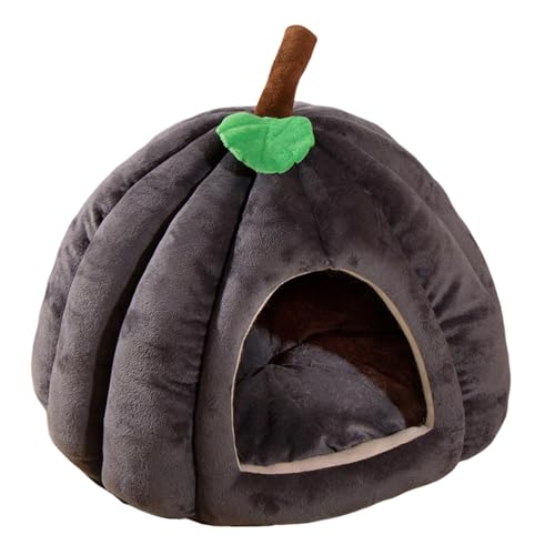 Nuyhgtr Halloween-Katzenbett, -Haustierhöhle, Kätzchen-Höhle, Haustier-Halloween-Bett, bequemes Haustierbett, Halloween-Haustierbedarf, gemütliches Katzenbett, Kürbisförmiges Katzenbett von Nuyhgtr