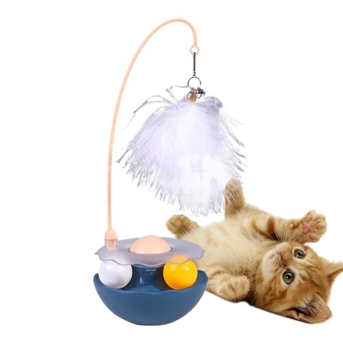 Nuyhgtr Interactive Cat Feather Toys, Pet Toy with Exercise Balls, Teaser Bells Cat Toy, Interactive Kitten Toys, Roller Tracks for Cats, Catnip Cat Toys, 25x9cm/9.84x3.54 inches for Indoor Exercise von Nuyhgtr