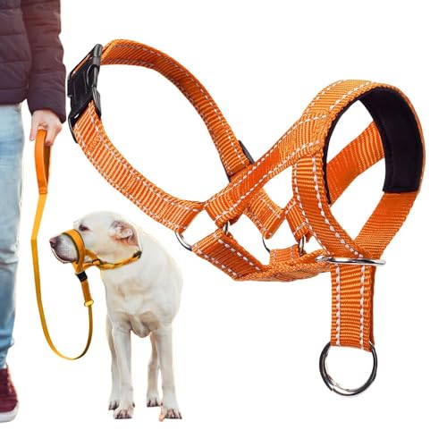 Pet Bite Prevention Rope, Behavior Control Animal Device, Dog Mouthpiece Traction Belt, Padded Adjustable Dog Head Harness Dog Walking Ropees, Wear-resistant Anti Pull Muzzle Ropees Dog Head Collar von Nuyhgtr