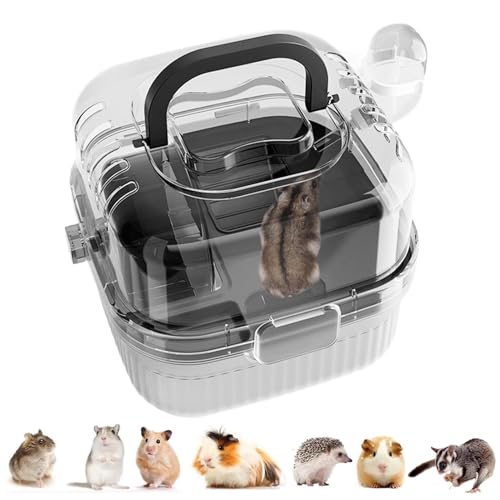 Portable Hamster Cage, Hamster Cage with Water Bottle, Breathable Hamster Carrier, Large Translucent Hamster Cage with Water Bottle and Ventilation for Active Small Pets and Travel von Nuyhgtr