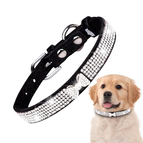Strass-Hundehalsband – Mikrofaser-Strasshalsband für Mädchen und Katzen, atmungsaktiv und verstellbar, glitzerndes Katzenhalsband, Strass-Katzenhalsband für Geburtstag von Nuyhgtr