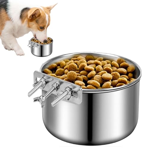 Crate Water Bowl Stainless Steel Bowl Dog Crate Feeder Pet Cage Bowls Hanging Food Dish Dog & Cat Bowl Pet Feeder Dish Wet Dry Food Bowl Cage Water Dish Pet For Dry And Wet Foods, Pet Cage Accessories von Nuytghr