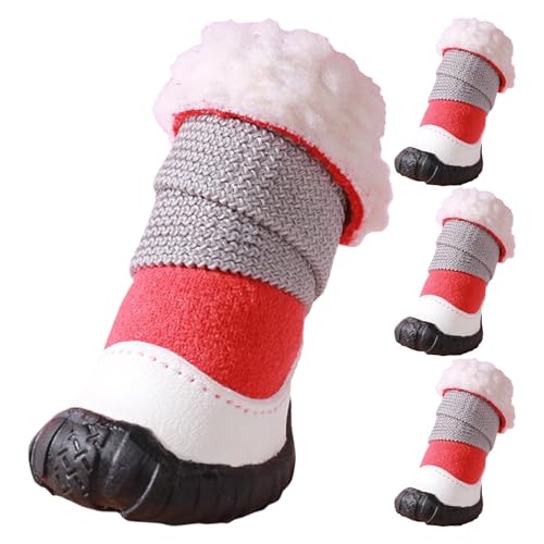 Hunde-Schneestiefel, Warme Hundestiefel, Hundeschuhe Für Kaltes Wetter, wasserdichte Hundestiefel, rutschfeste Hundestiefel, Haustier-Schneeschuhe, Wander-Hundestiefel, Samt-Hundestiefel von Nuytghr