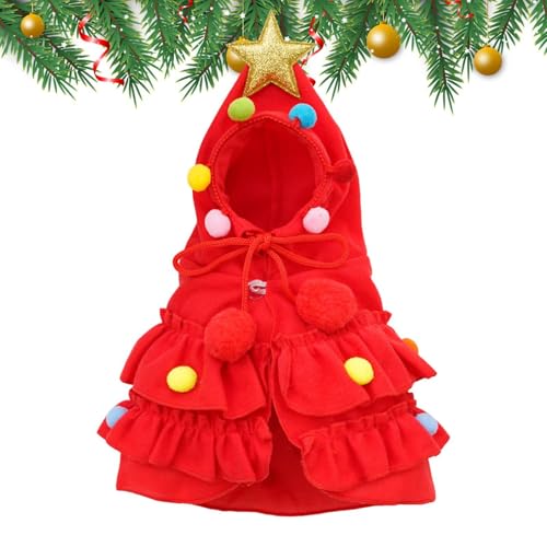 Hunde-Wintermantel mit Mütze, warmer Haustierumhang, Schalform, Weihnachtstierkleid, festlicher Hunde-Wintermantel, Hunde-Weihnachtsumhang, Weihnachts-Haustier-Dress Up für Hunde von Nuytghr