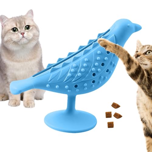 Kätzchen Beißspielzeug - Bissfestes Katzenminze-Spielzeug mit Vogelform | Katzen-Zahnspielzeug, Katzengesichtskratzer mit Saugnapf, Katzen lecken interaktives Spielzeug zur Kontrolle der von Nuytghr