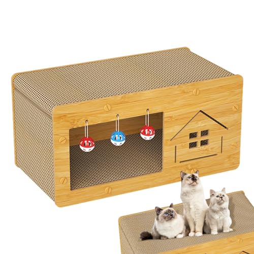 Katzenkratzbox | Katzenkratzunterlage | Katzenkratzbox | Kratzunterlage Karton Heavy Duty Katzenliege Box Geräumiges Kätzchen Kratzlounge Bett Stabiles Katzenhaus und Katzenlounge Bett für Katzen von Nuytghr