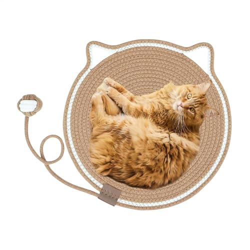 Kratzmatte für Indoor-Katzen, runder horizontaler Boden Kratzteppich mit Spielzeug, Haustierzubehör für Kätzchen, Möbelschutz Wand, Couch, Teppiche, Sofas, Grau, Gelb, Schwarz von Nuytghr