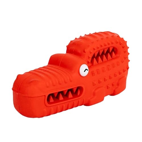 Nuytghr Rubber Alligator Dog Toy, Interactive Squeaky Puzzle Toy, 16x6x7cm/6.3x2.36x2.76 inches Chew and Teeth Cleaning Design, Puppy Training Play Use, Red, Green von Nuytghr