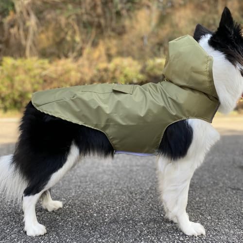 Nvzi -b Wasserdichter Hunde-Regenmantel, reflektierend, leicht, Haustier-Regenkleidung mit Poncho-Kapuze (M,Grün A) von Nvzi