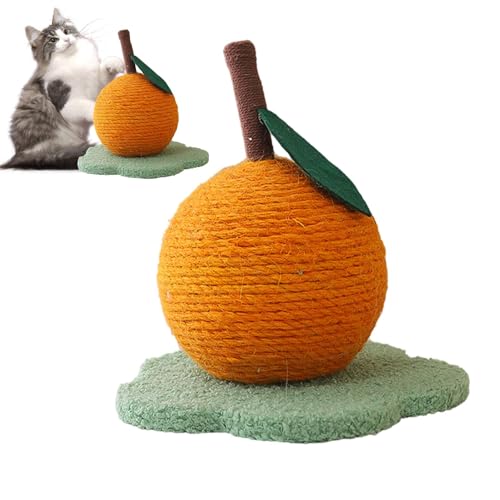 Katzen-Sisalball, orangefarbener Katzenkratzer, Katzenspielzeug, Katzenschleifklauenball, Sisal-Kratzball, reduziert Langeweile von Nxbuynef