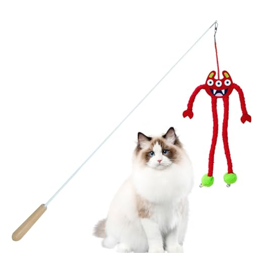 Nxbuynef Interaktives Katzenstab-Spielzeug, Katzen-Teaser-Zauberstab, hautfreundlicher Katzen-Teaser-Charmer, interaktiver Katzenspielzeugstab für Kätzchen und Katzen zu Hause von Nxbuynef